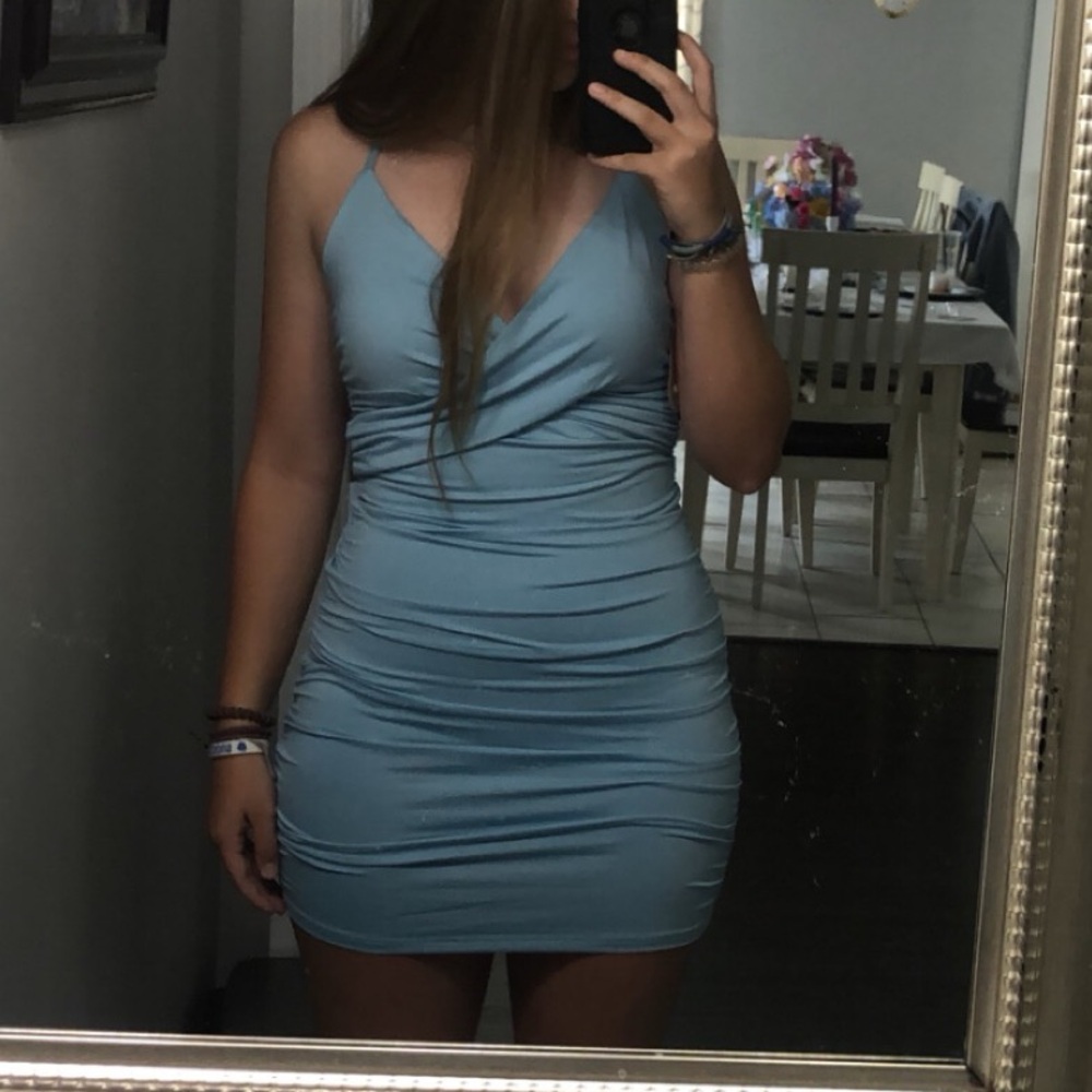 Amazon Women's Light Blue Mini Body-con Dress